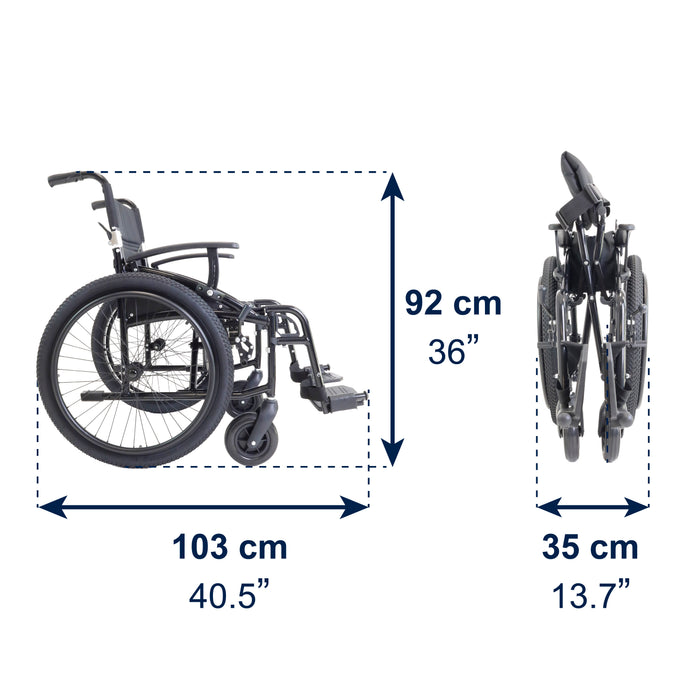 Silla de ruedas todoterreno KMINA plegable con ruedas neumáticas todoterreno - Imagen 2